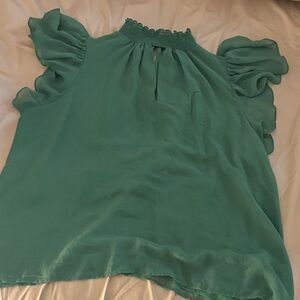 1. State Aqua Ruffle Sleeve Blouse